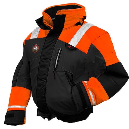 FIRST WATCH AB1100 Flotation Bomber Jacket, HiVis OrangeBlack, Medium AB-1100-OB-M